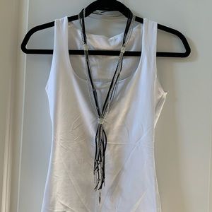 Leather and silver necklace.